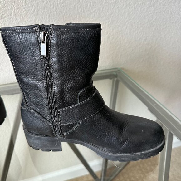 Clark Black Leather Ankle Boots-Size 8 - Picture 2 of 4